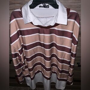 Shein long sleeve ~ white collar - white peek-a-boo bottom,top